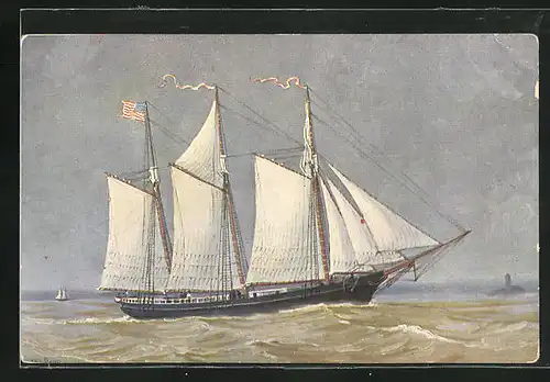 Künstler-AK Christopher Rave: Amerikanischer Dreimastschoner, 1855