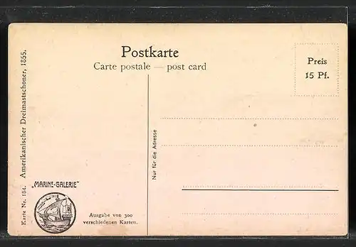 Künstler-AK Christopher Rave: Amerikanischer Dreimastschoner, 1855