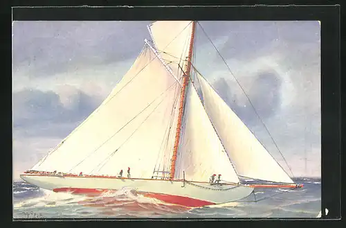 Künstler-AK Christopher Rave: Segeljacht `Kommodore II` im 19. Jahrhundert
