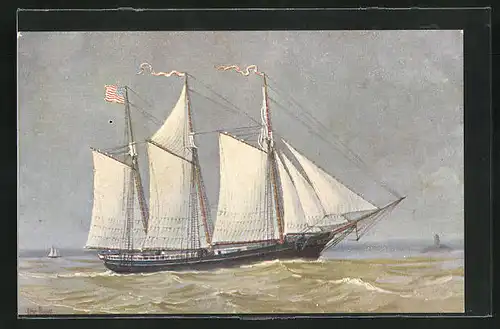 Künstler-AK Christopher Rave: Amerikanischer Dreimastschoner 1855