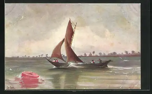 Künstler-AK Christopher Rave: Milchever auf Elbe, 1880