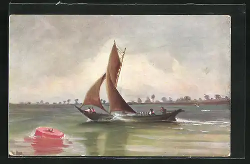 Künstler-AK Christopher Rave: Marine-Galerie, Karte Nr. 264, Milchever auf der Elbe, 1880