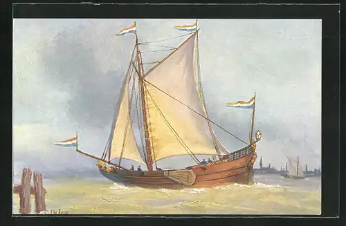 Künstler-AK Christopher Rave: Holländische Jacht aus dem 18. Jahrhundert