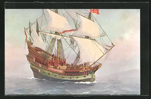 Künstler-AK Christopher Rave: Englisches Kriegsschiff aus dem 16. Jahrhundert