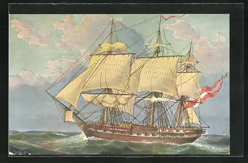 Künstler-AK Christopher Rave: Dänische Fregatte aus dem 18. Jahrhundert
