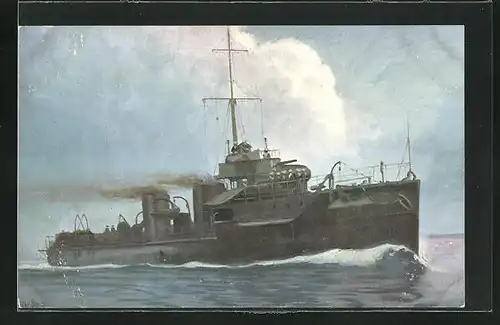 Künstler-AK Christopher Rave: Engl. Torpedobootzerstörer, 1904 /05