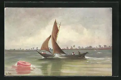 Künstler-AK Christopher Rave: Milchever auf der Elbe, 1880