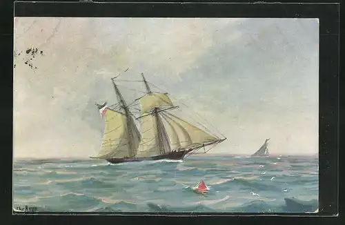 Künstler-AK Christopher Rave: Deutscher Schoner auf hoher See, 1840