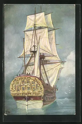 Künstler-AK Christopher Rave: Holländisches Linienschiff Merkurius auf hoher See, 1747