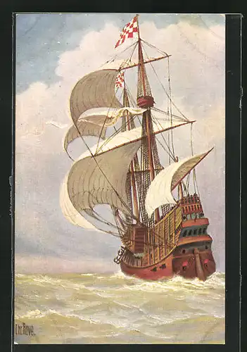 Künstler-AK Christopher Rave: Brabantisches Kriegsschiff auf hoher See, 1520
