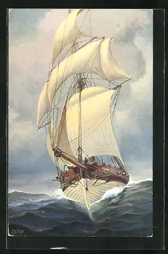 Künstler-AK Christopher Rave: Holländ. Kanonenboot, 19. Jahrhundert