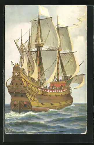 Künstler-AK Christopher Rave: Holländ. Kriegsschiff, 1670