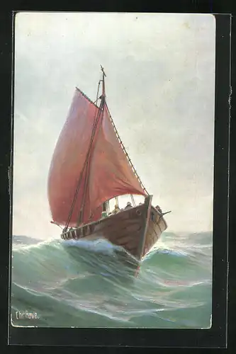 Künstler-AK Christopher Rave: Tucker und Zesenfischerboot, 1900, Stettiner Haff