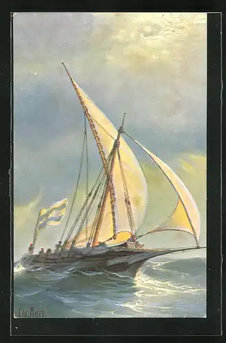 Künstler-AK Christopher Rave: Segelschiff Calabrische Schebecke um 1850