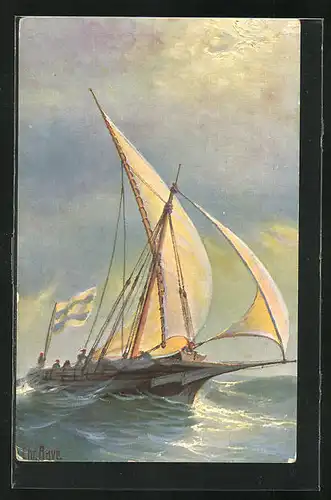 Künstler-AK Christopher Rave: Segelschiff Calabrische Schebecke um 1850