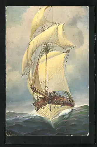 Künstler-AK Christopher Rave: Marine-Galerie, Karte Nr. 51, Holländisches Kanonenboot, 19. Jahrh.