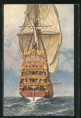 Künstler-AK Christopher Rave: Marine-Galerie, Karte Nr. 68, Franz. Linienschiff le Soleil royal, 1600