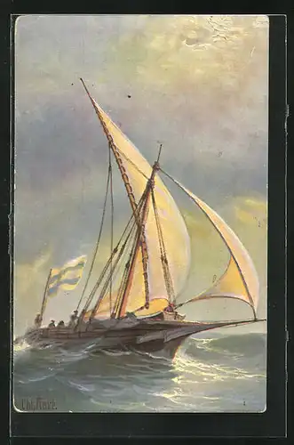 Künstler-AK Christopher Rave: Marine-Galerie, Karte Nr. 272, Calabrische Schebecke