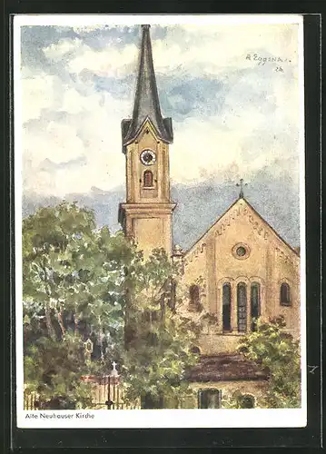 Künstler-AK München-Neuhausen, Alte Neuhauser Kirche