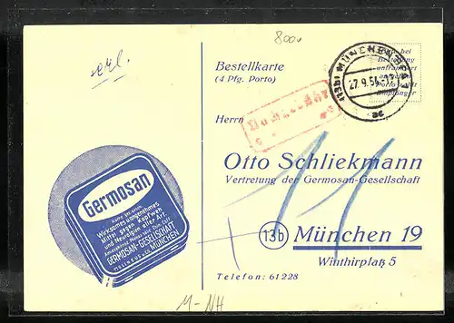 AK München-Neuhausen, Germosan Bestellkarte