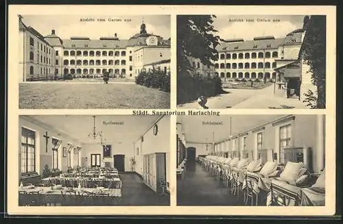 AK München-Harlaching, Städtischen Sanatorium Harlaching, Schlaf- und Speisesaal