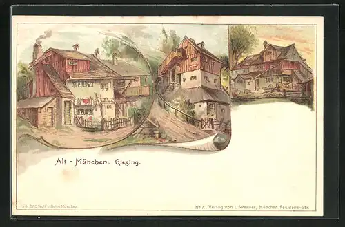 Lithographie München-Giesing, Ortspartien