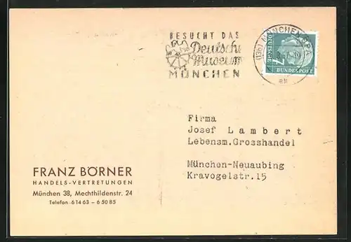 AK München-Neuhausen, Werbekarte der Firma von Franz Börner