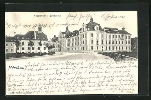 AK München-Harlaching, Aussenansicht des Sanatoriums