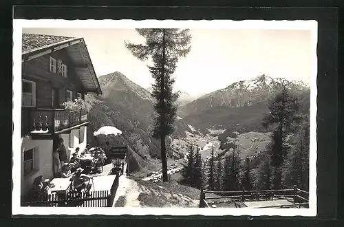 AK Sölden, Edelweiss-Hütte mit Blick auf Sölden