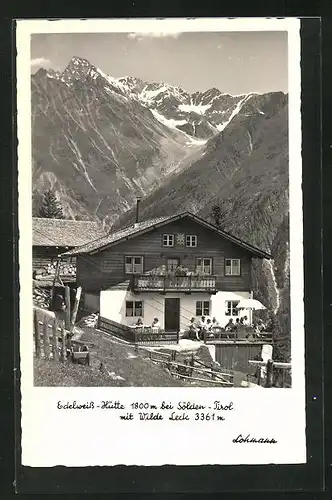 AK Sölden, Gasthaus Edelweiss-Hütte mit Wilde Leck