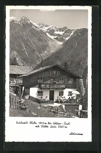 AK Sölden, Gasthof Edelweiss-Hütte mit Wilde Leck
