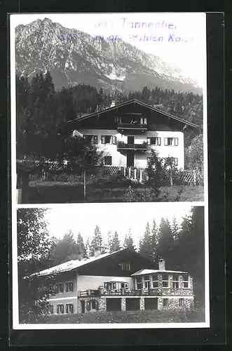 Foto-AK Scheffau am Wilden Kaiser, Ansichten der Hotel-Pension Tannenheim