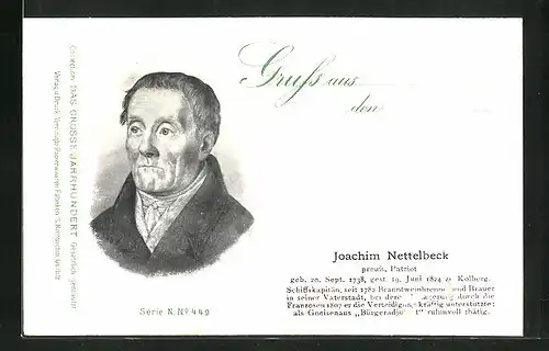 AK Portrait Joachim Netttelbeck, Befreiungskriege