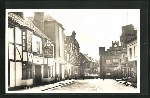 AK Horsham, King`s Head Hotel an Town Hall