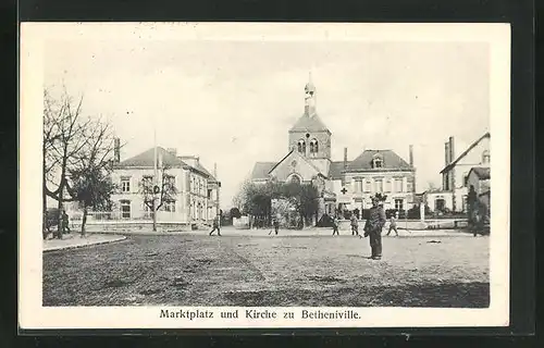 AK Betheniville, Marktplatz und Kirche
