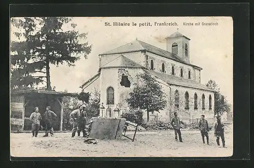 AK St-Hilaire-le-Petit, Kirche mit Granatloch