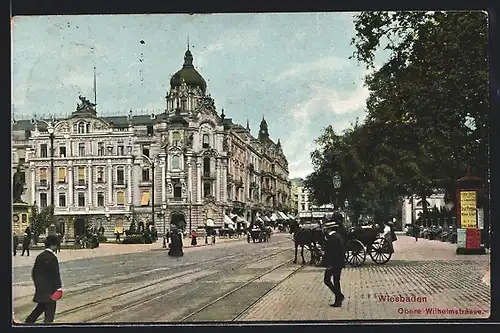 AK Wiesbaden, Partie in der Oberen Wilhelmstrasse