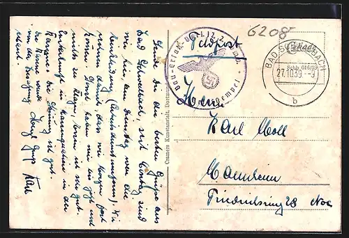 AK Bad Schwalbach, Teilansicht mit Feldern aus der Vogelschau