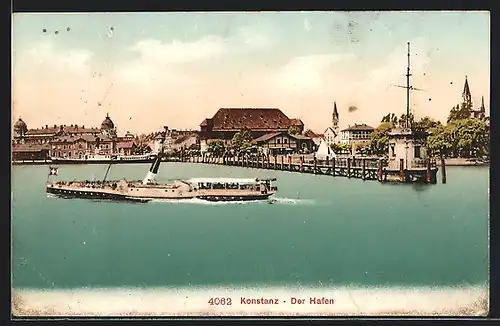 AK Konstanz, Hafen, vom Wasser gesehen