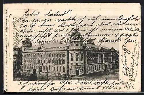 AK Konstanz, Reichspostgebäude aus der Vogelschau