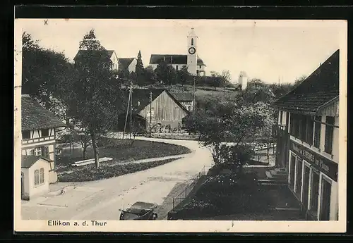 AK Ellikon a. d. Thur, Strassenpartie aus der Ortschaft