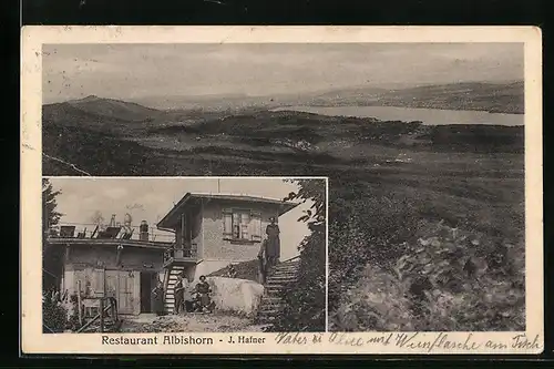 AK Albishorn, Restaurant Albishorn, Bes. J. Hafner, Panorama