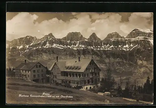 AK Flums, Kurhaus Tannenboden mit Churfirsten