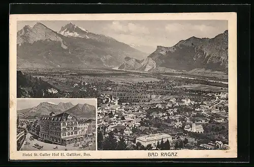 AK Bad Ragaz, Hotel St. Galler Hof, Bes. H. Galliker, Ortsansicht