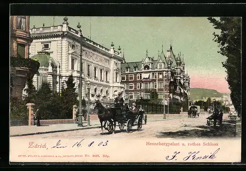 AK Zürich, Hennebergpalast und rothes Schloss