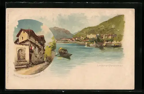 Lithographie Locarno, Panorama, Madonna del Santuario