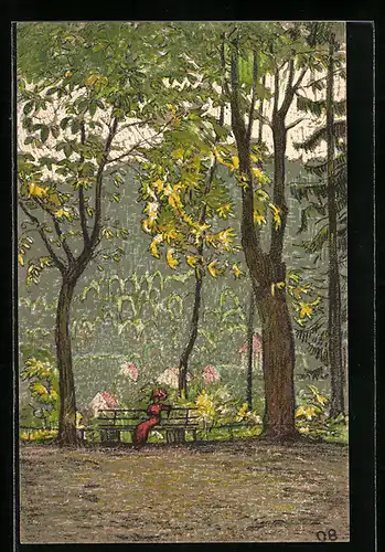 Künstler-AK Baden, Partie im Kurpark