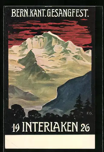 Künstler-AK Interlaken, Berner Kant. Gesangfest 1926, Bergpanorama