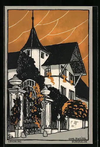 Künstler-AK sign. Carl Zweifel: Lenzburg, Motiv der Burghalde