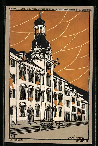 Künstler-AK sign. Carl Zweifel: Lenzburg, Rathaus